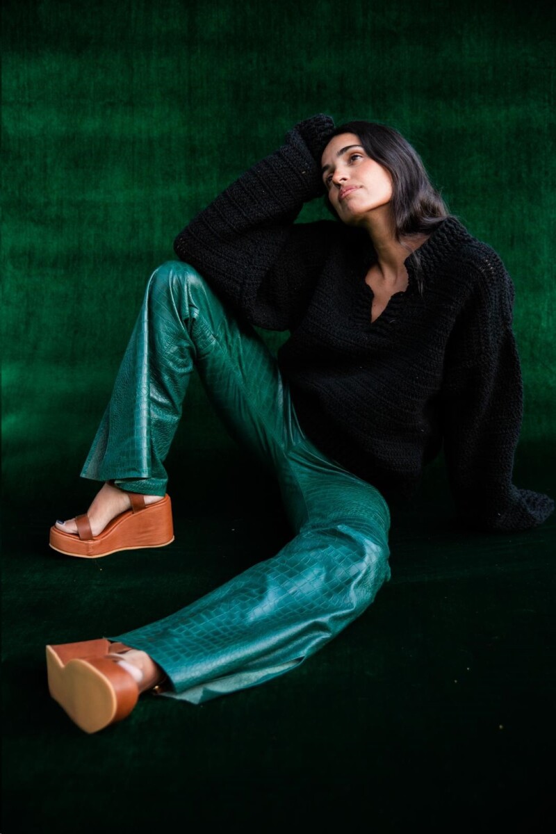Formal Leather Pants - Crocco Verde 