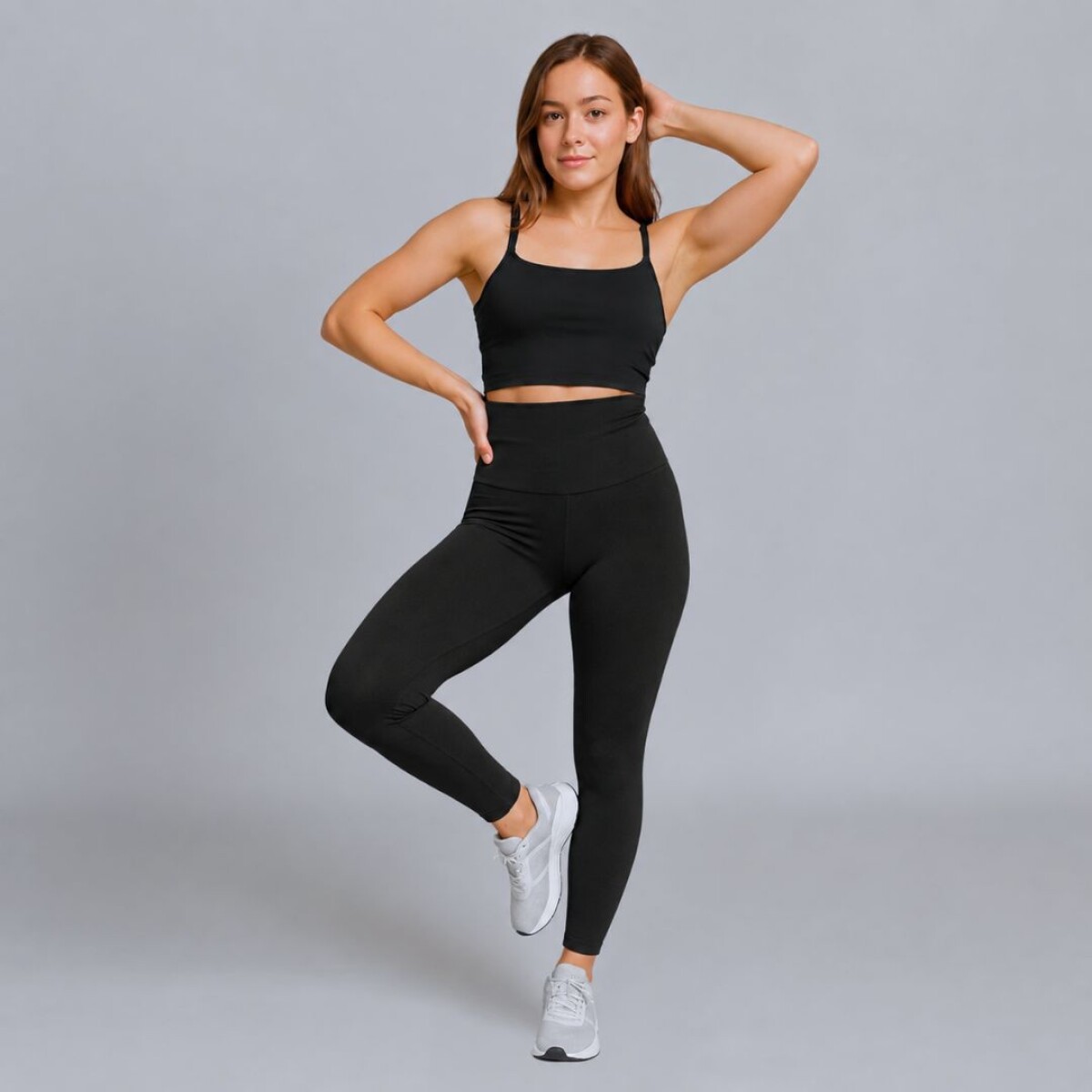 Calza Tiro Alto Lycra Con Algodón - NEGRO 