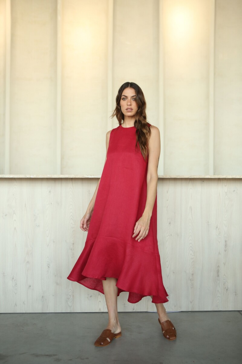 Vestido Folk Long - Bordo 