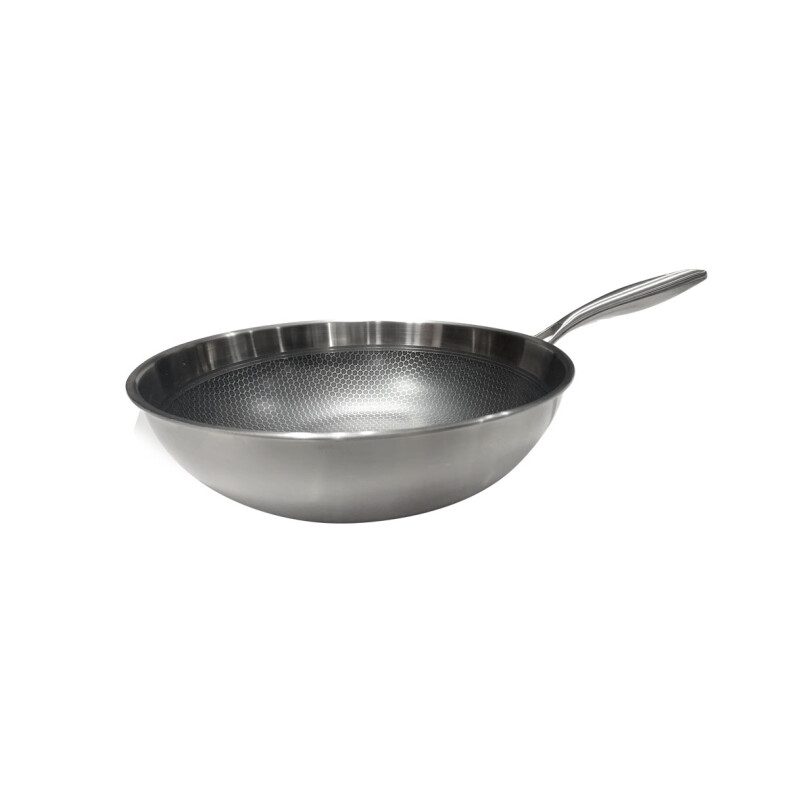 Wok De Acero Inoxidable Con Antiadherente 30 Cm Sin Tapa Wok De Acero Inoxidable Con Antiadherente 30 Cm Sin Tapa