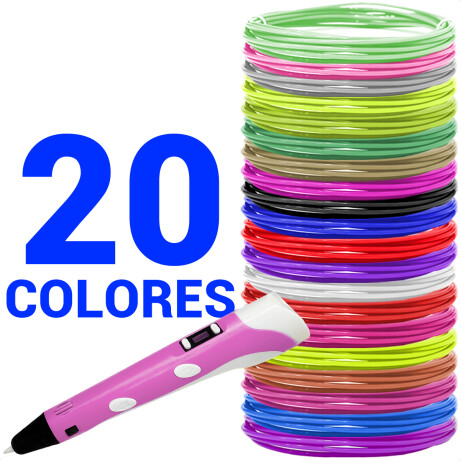 Lápiz Impresora 3d + 20 Filamentos Marcador Lapicera Rosa