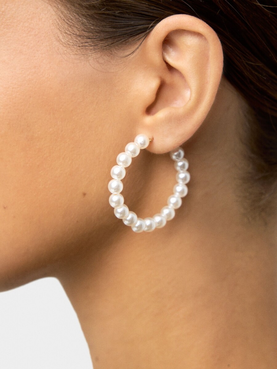 Aros Con Perlas blanco