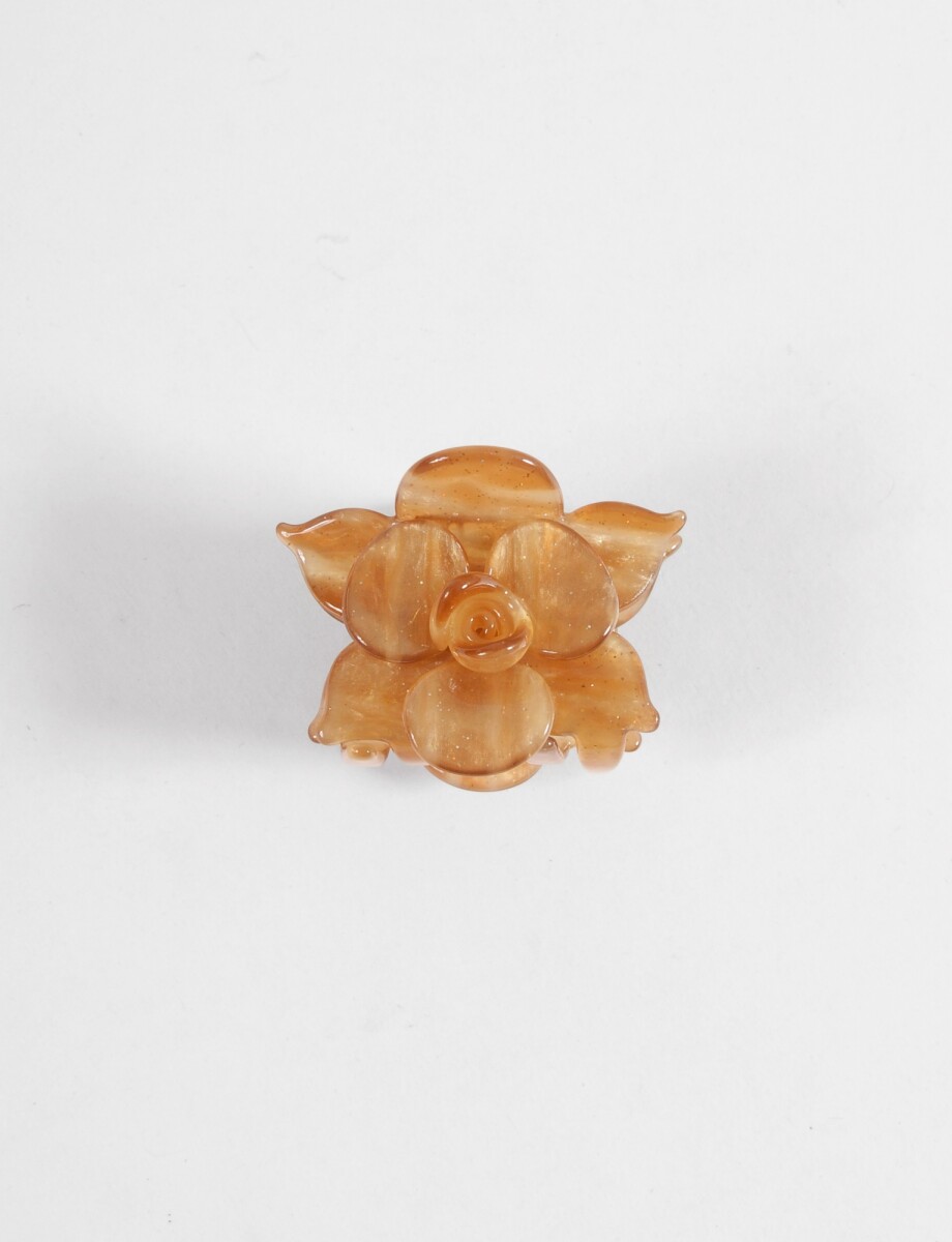 Broche flor rígido - marrón 