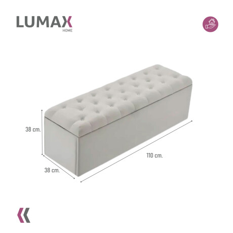 Puff Baúl Lumax Plegable 110x38 cm Organizador Living Dormitorio Gris Claro