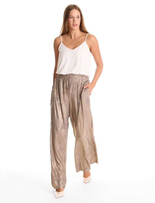 Pantalon Wide Leg Plisado DORADO
