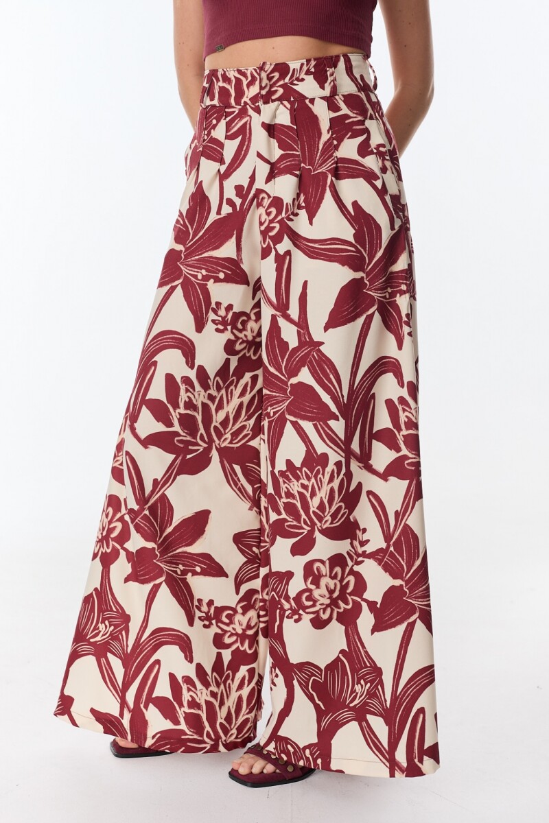 Pantalon Flor Flores Bordeaux
