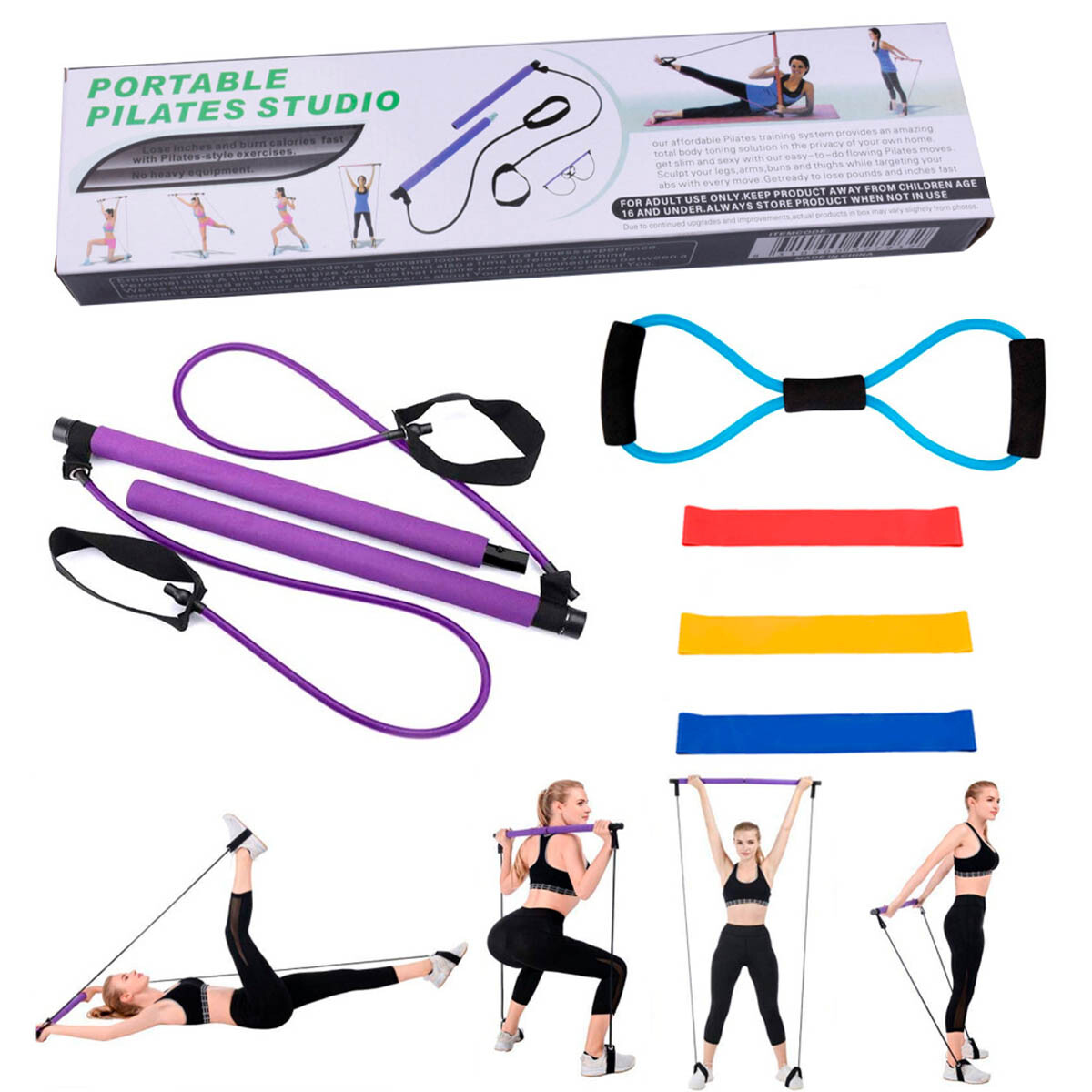 SetX5 Pilates Barra+ Banda Elásticas Expert Fitness 