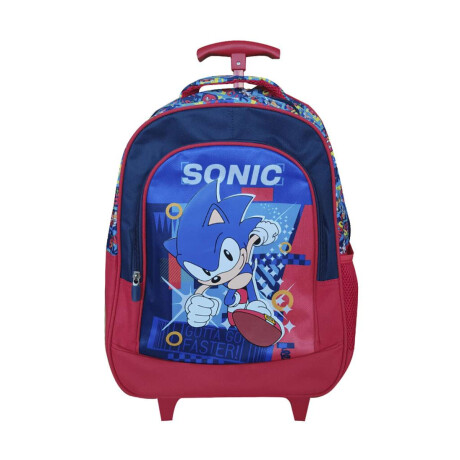 Mochila Infantil Sonic con Carro Jacquard Grande 40 x 30 cm Negro