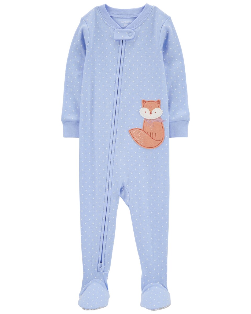 Pijama una pieza de algodón, con pie, estampa zorro 