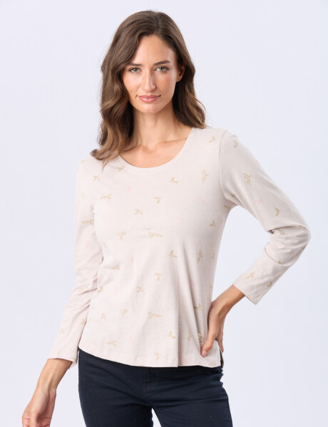 REMERA ESTAMPADA DE ALGODÓN Beige