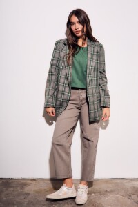 Blazer A Cuadros Oliva