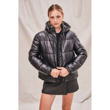 Campera Capitoneada Cuero Vegano Negro