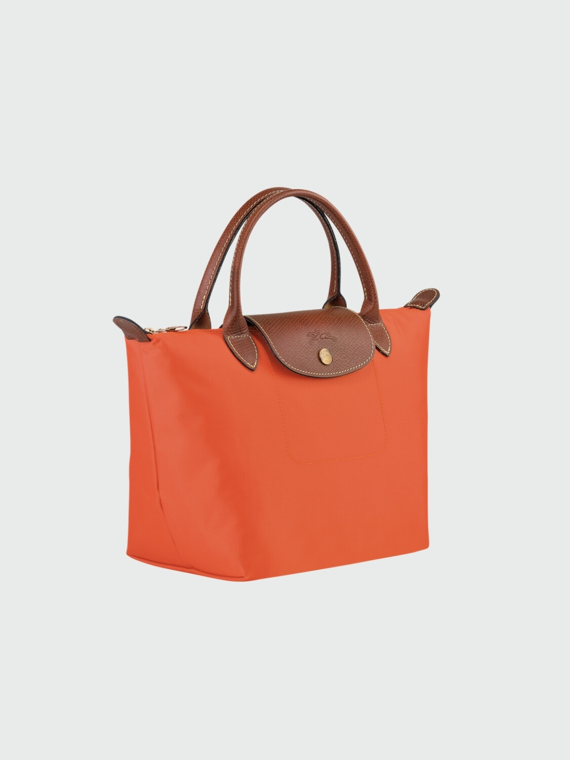 Longchamp -Cartera Longchamp plegable de nylon con cierre y asa corta, Le pliage S Naranja