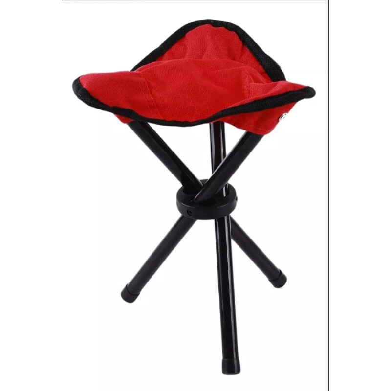 Banco Plegable Trípode De Aluminio Para Camping Rojo
