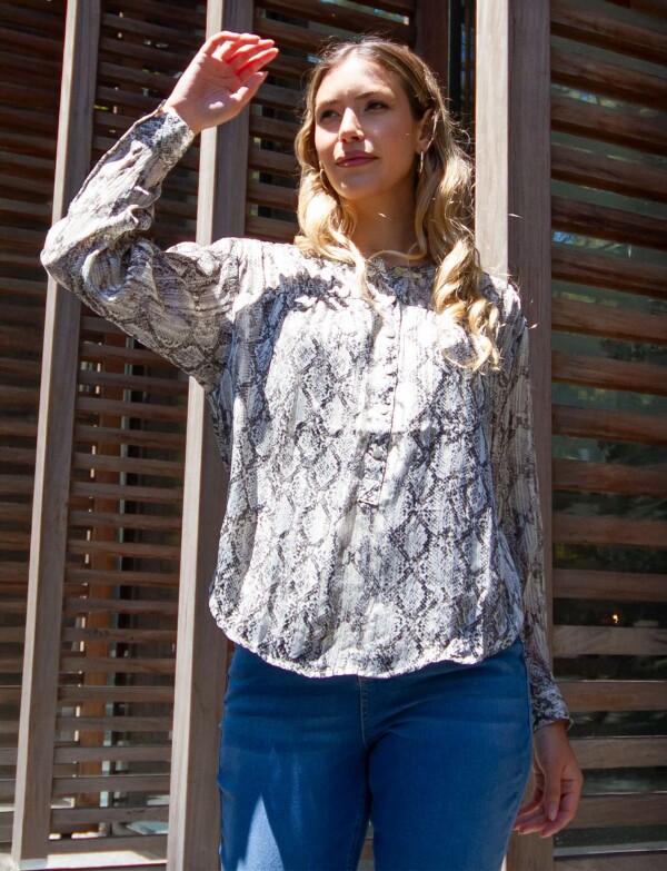 Blusa Chiffon Print GRIS/MULTI