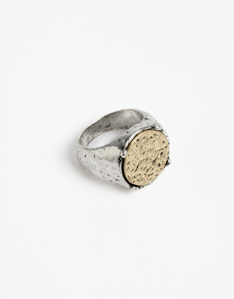Anillos Medianos y Grandes Metal Anillo Medallita Biplating - Combinacion Bicolor