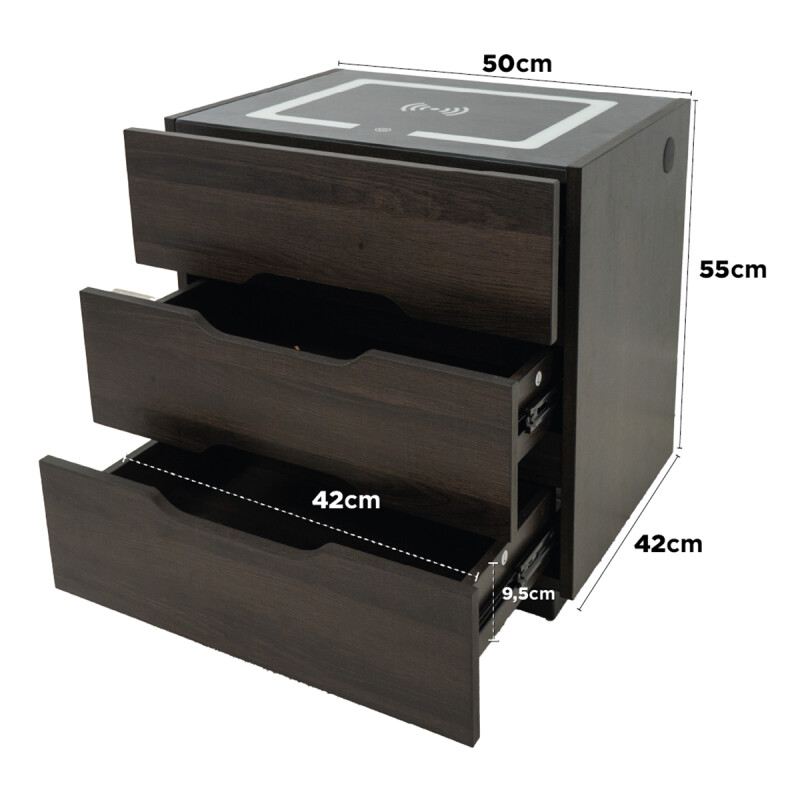Mesa De Luz Con Luces Y Cargador De Celular Puertos Usb Marrón Mesa De Luz Con Luces Y Cargador De Celular Puertos Usb Marrón