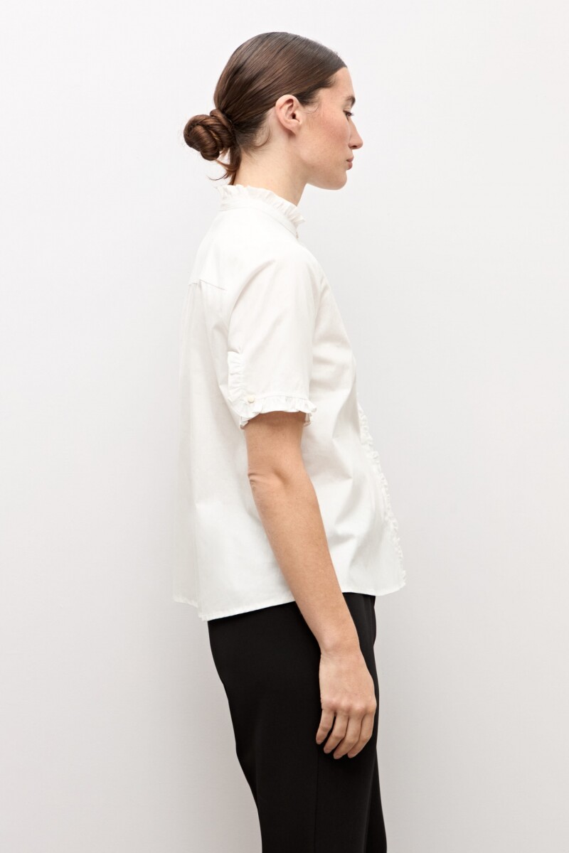Camisa manga corta con volados blanco