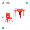Pack Mesa Infantil Lumax Cuadrada + 4 Sillas Rojo