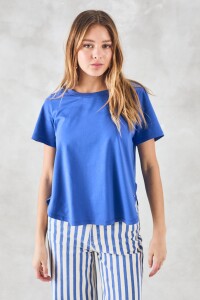 Remera Algodón Peinado Cerúleo