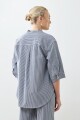 Camisa rayada de jean cuello mao crudo