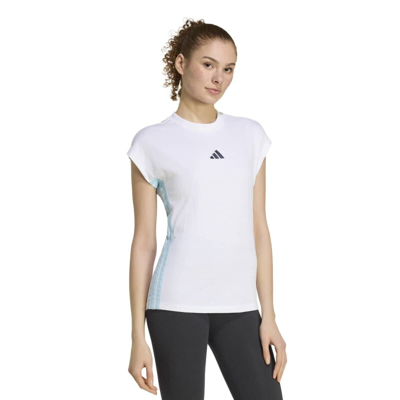 REMERA ADIDAS W 3S T WC MUJER KD9444 Blanco-celeste