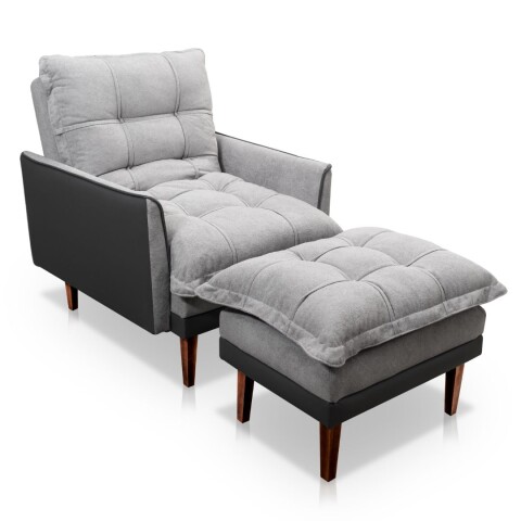 Poltrona reclinable clásico + Puff Cinza Urbano Poltrona reclinable clásico + Puff Cinza Urbano