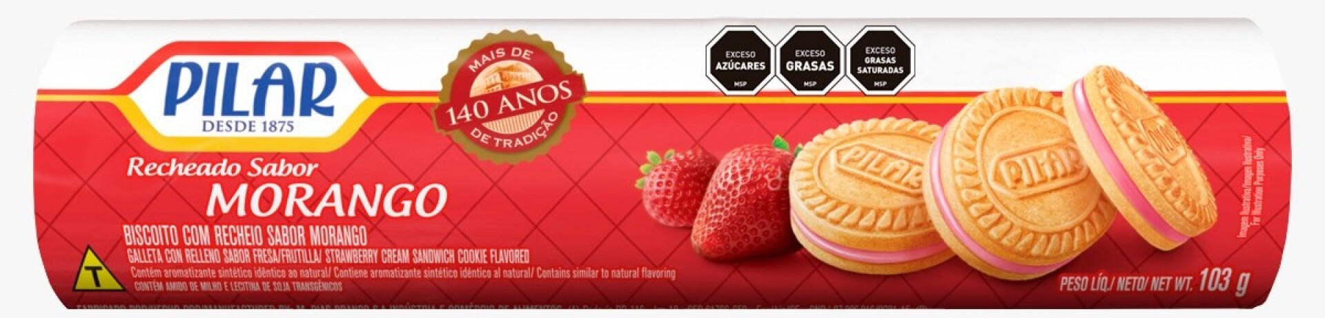 GALLETA RELLENA PILAR 103G FRUTILLA 