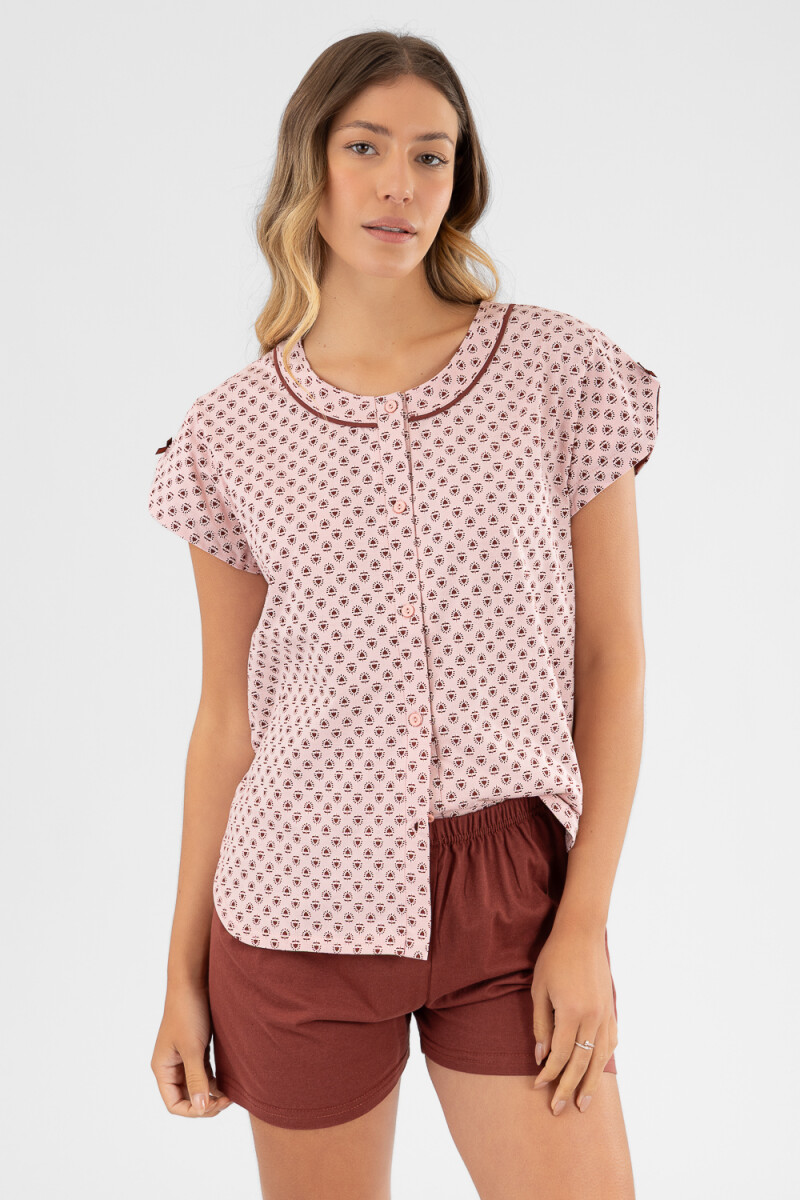 Pijama floral Rosa antique