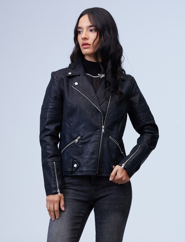 Camperita Eco Cuero Zip NEGRO