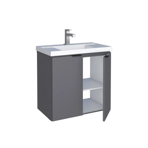 Mueble de baño suspendido Aster gris 60cm con bacha de resina Mueble De Baño Suspendido Aster Gris 60cm Con Bacha De Resina
