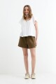 Blusa manga corta con frunce en hombros BLANCO