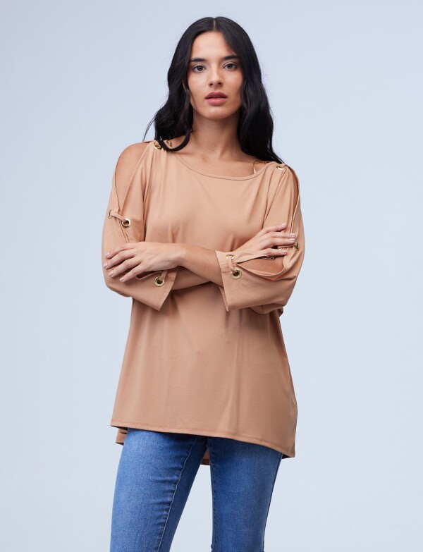 Blusa Oversize Manga Aros TOSTADO