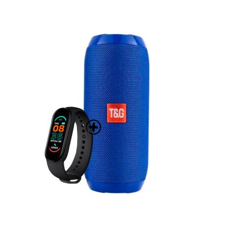 Parlante Bluetooth Tyg Gran Potencia Colores + Smartwatch Azul