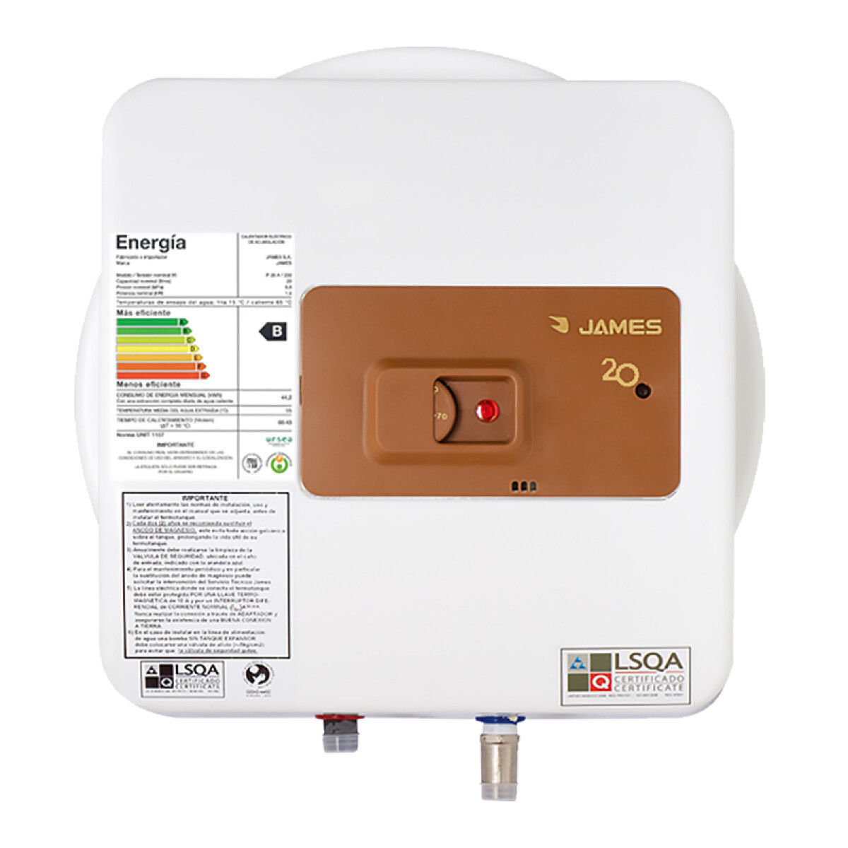 Termotanque JAMES 20 Lts - Cobre 