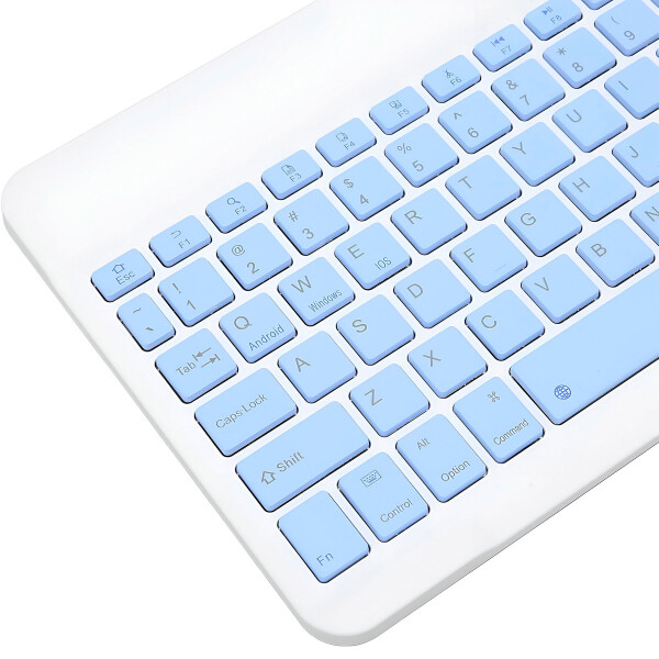 Teclado + Mouse Inalambricos Bluetooth Ultra Finos Elegantes Color Celeste