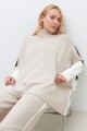 Polera oversized color block beige melange
