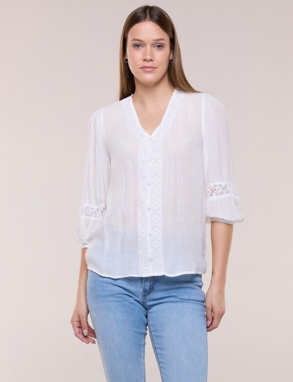Blusa Botones Det Pu BLANCO