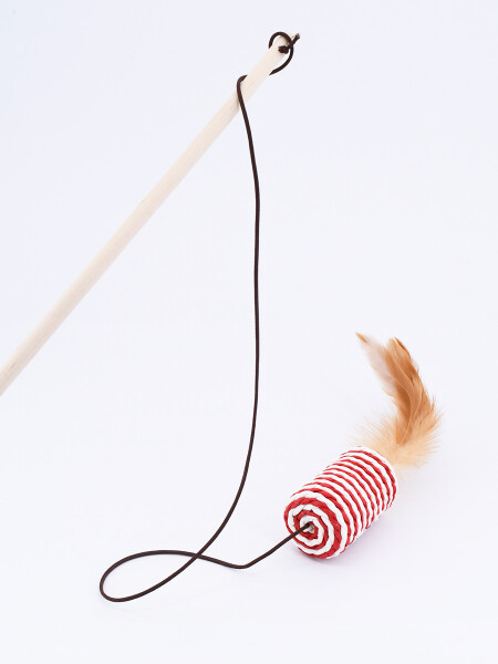 VARITA PARA GATO CON RATON BEIGE