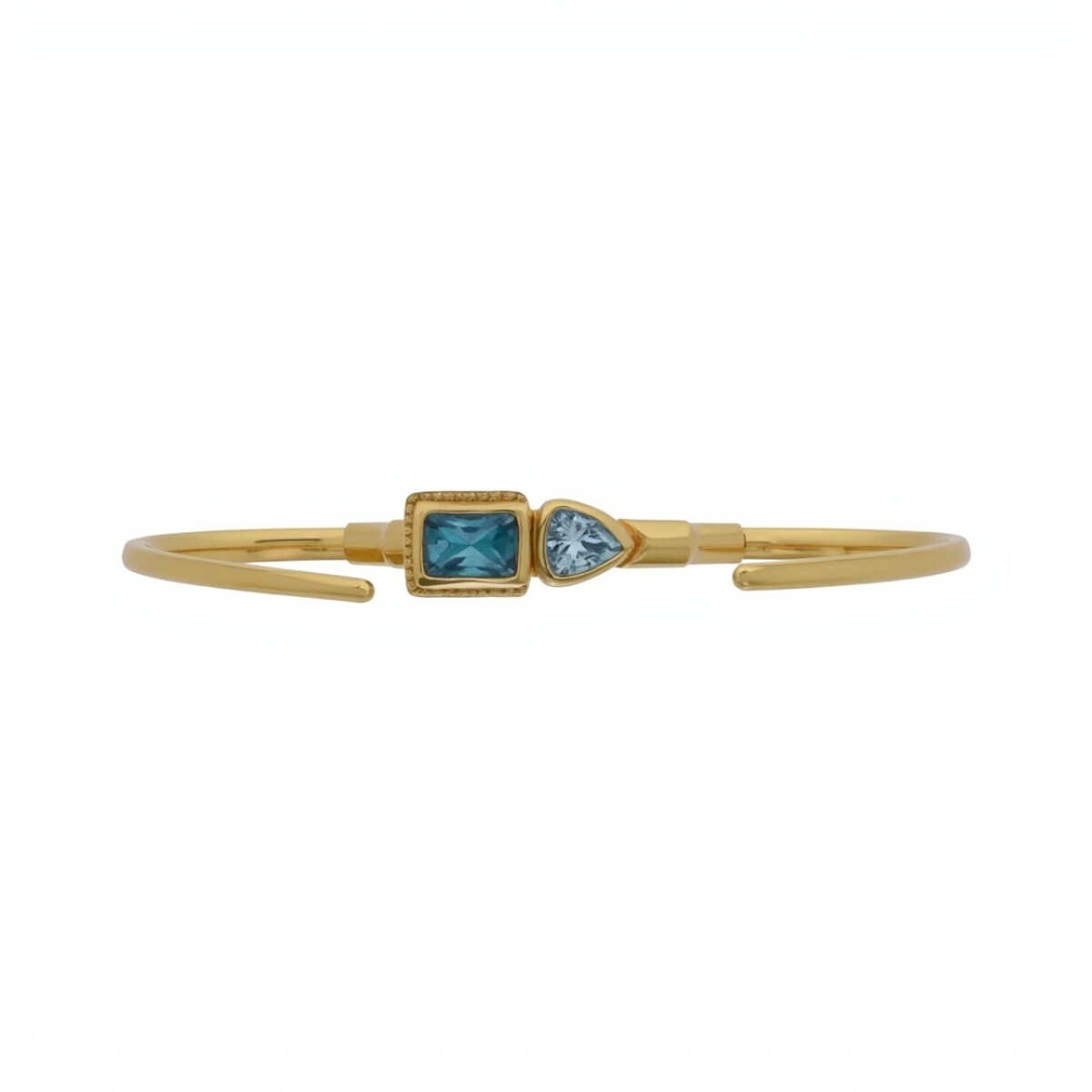 Brazalete Patna-Plata rodinada con micra de oro 18k- Piedra Topacio azul y Jade verde-BR2024 - conpiedra 