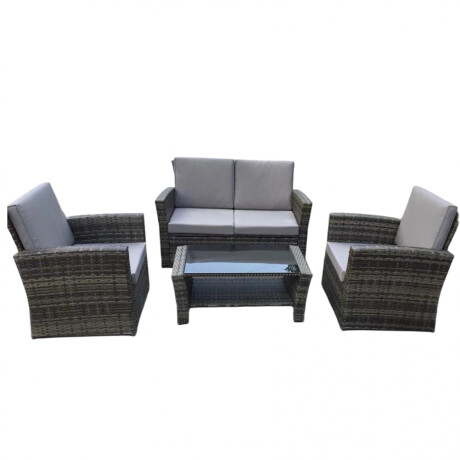 Juego de Sofá Marrón de Acero Galvanizado y Ratán — 4 Piezas Juego de Sofá Marrón de Acero Galvanizado y Ratán — 4 Piezas