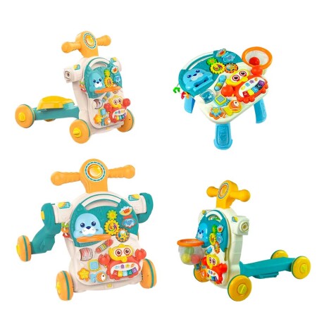 Caminador 4en1 Monopatín Buggy Mesa de Juegos Música Huanger Verde