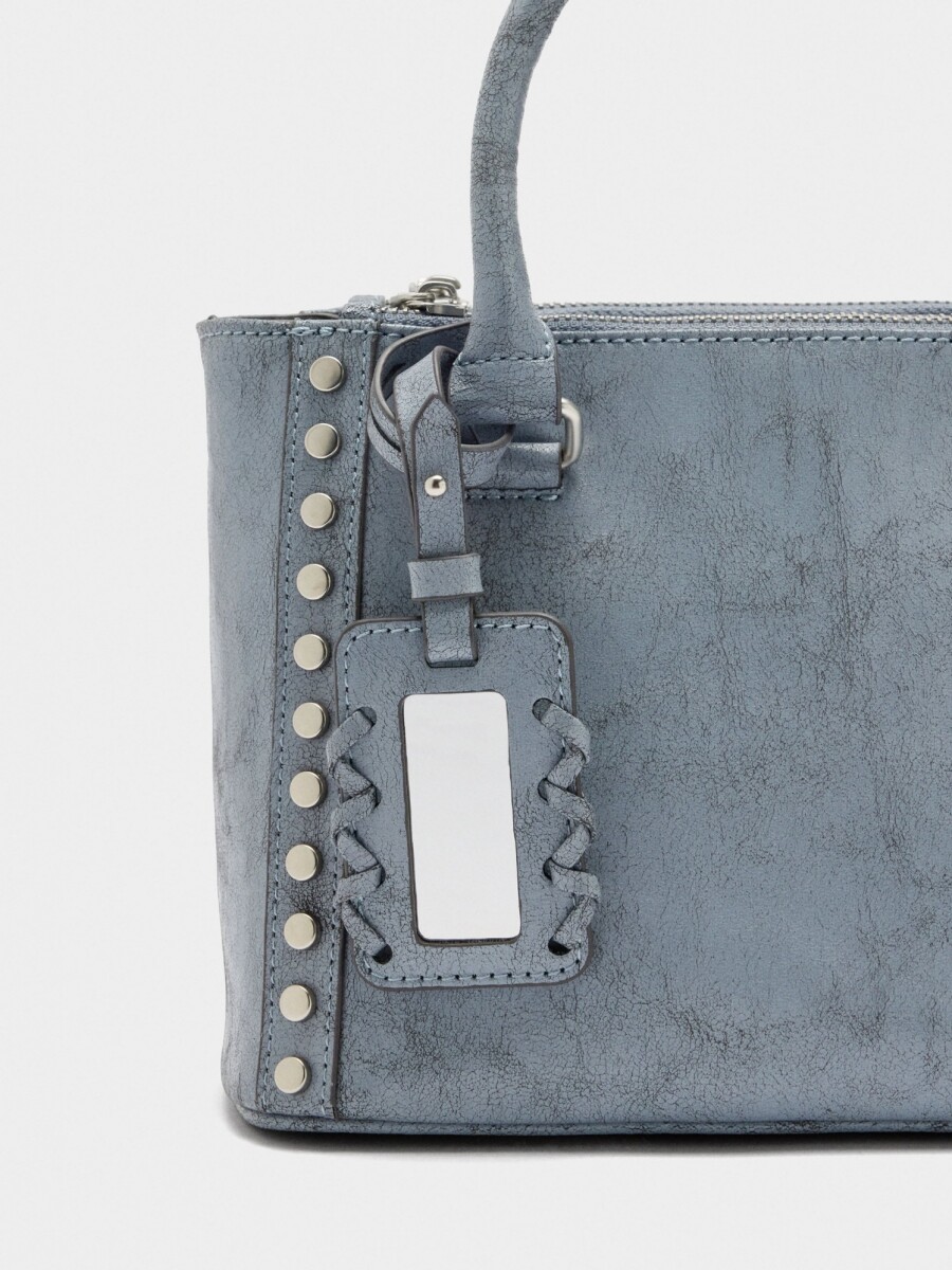 Bolso Tote Con Tachuelas azul