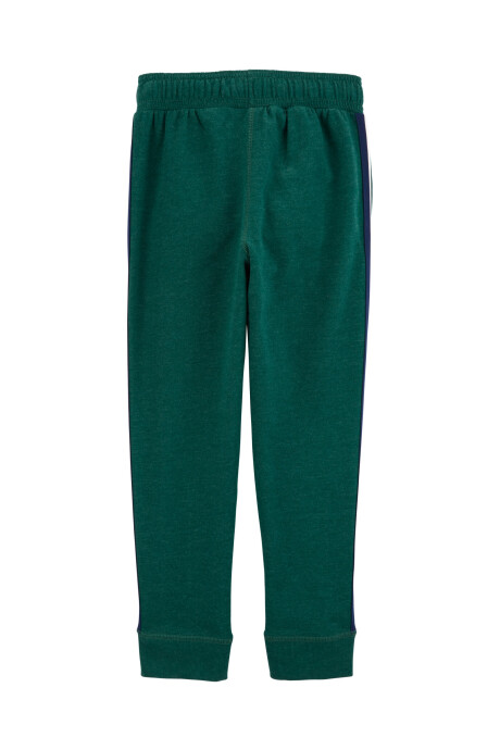 Pantalón de algodón, con franja lateral, verde. Talles 6-8 Sin color
