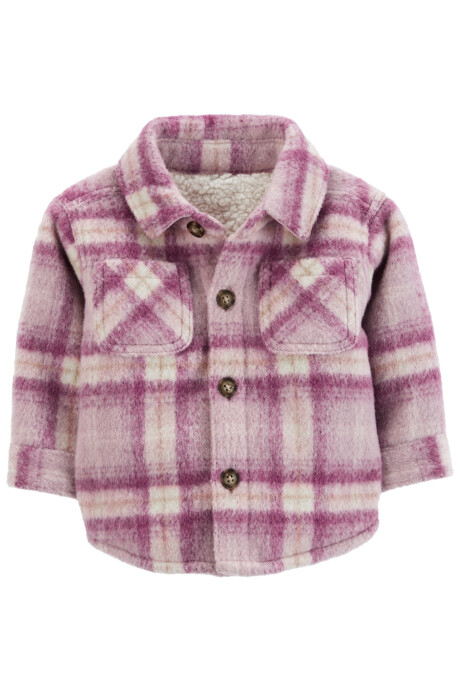Campera de sherpa, diseño camisa a cuadros Sin color