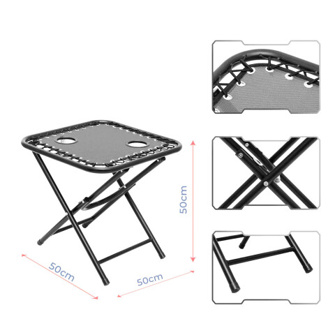 Juego De Jardin Silla Reposera Plegable X2 + Mesa Patio Gris