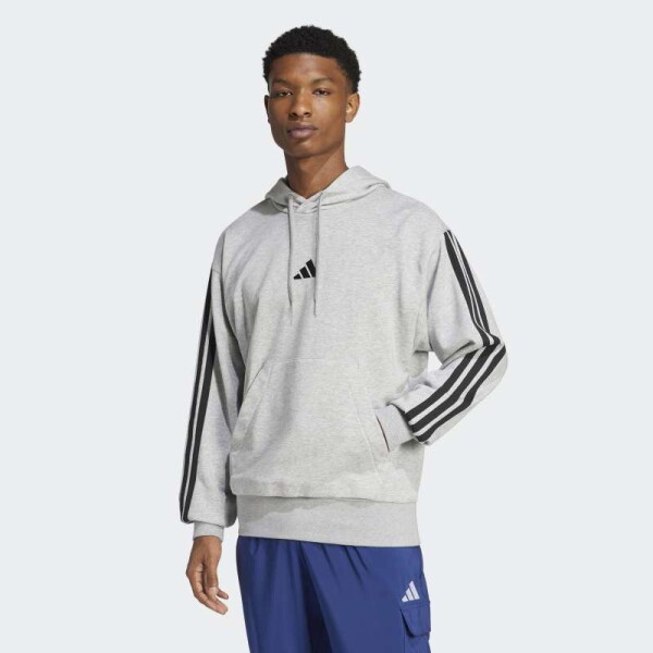Canguro Adidas French Terry 3 Rayas Essentials Gris