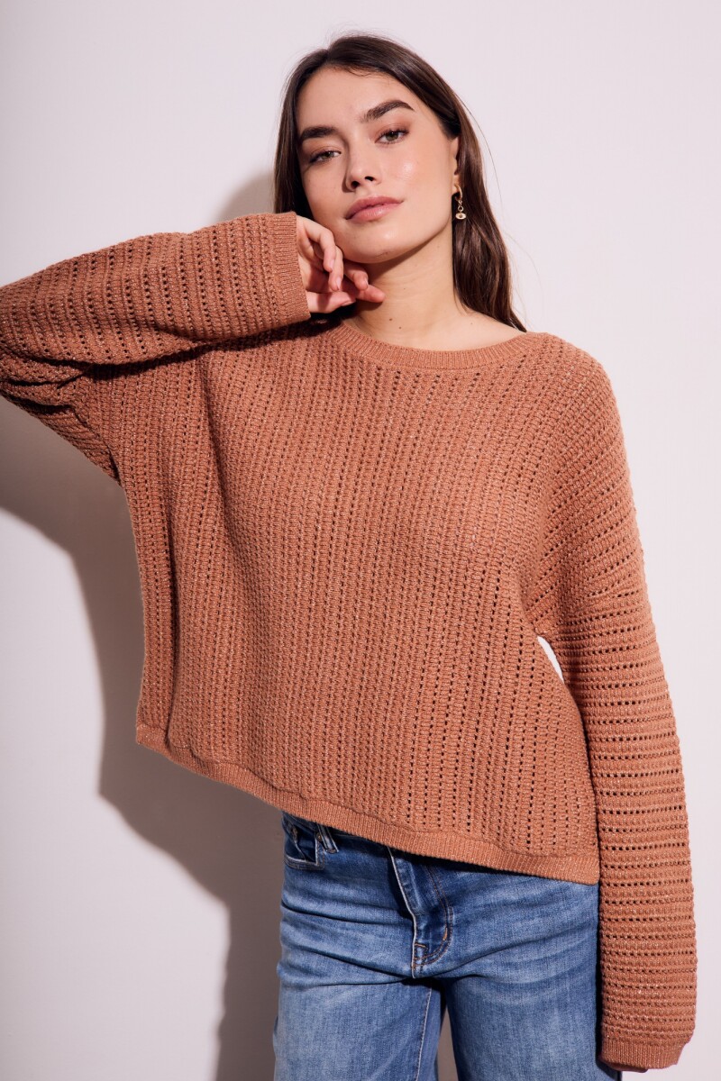 Sweater Texturado Lurex - Mocha 