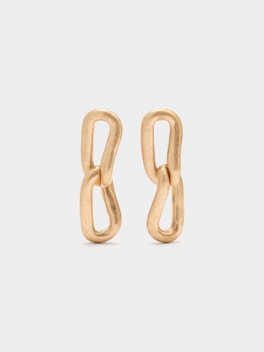 Pendientes Largos Con Eslabones dorado