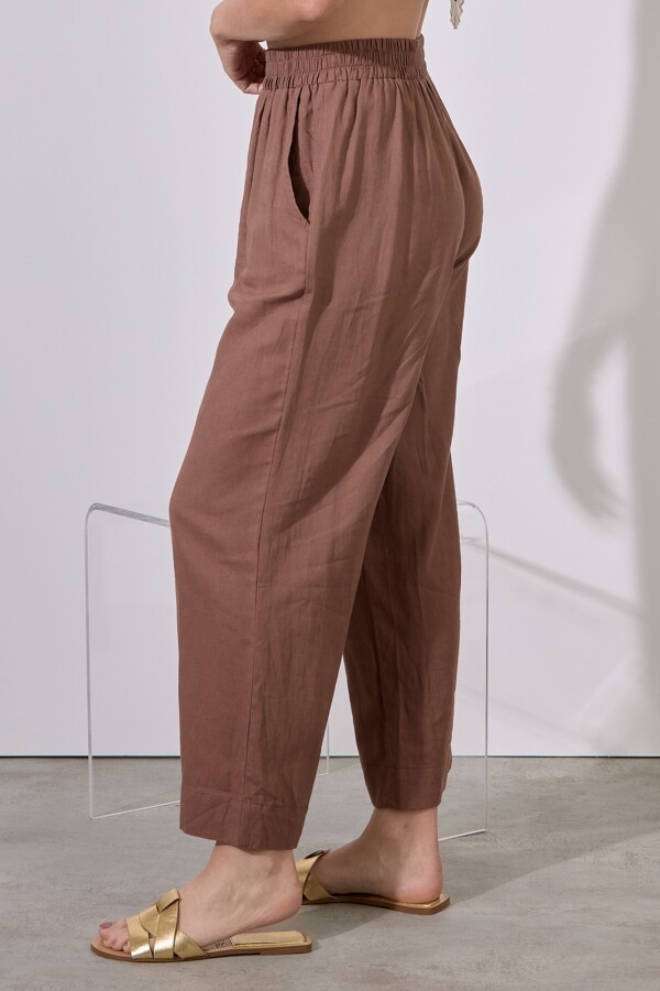 Pantalon Lino MARRON